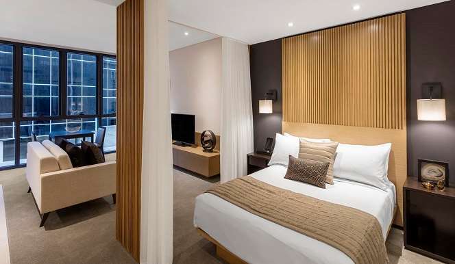 Skye Hotel Suites Parramatta Room photo A bedroom at the hotel